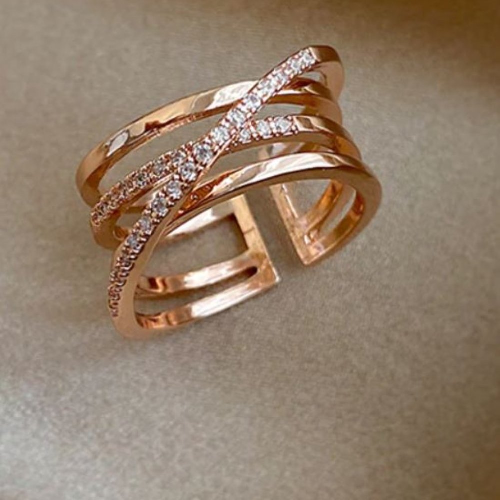 Three Layer Rose Gold Opening Ring - NWOT